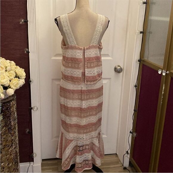 Shoshanna Chic Pink crochet Lace Layered Dress, US8 - Picture 12 of 14